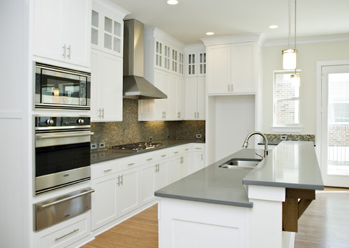 White Cabinets Contemporary Kitchen White Kitchen Gray White Kitchen Island Granite Space Countertop Wood